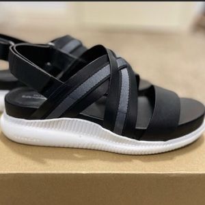 COLE HAAN 2.ZERO GRAND BLACK & GREY WEDGE SANDALS